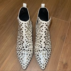 Steven White Booties with Silver Studs